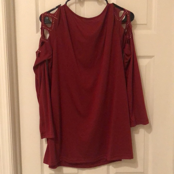 Wine Crisscross-Sleeve Zip-Front V-Neck Tunic XL - Picture 10 of 10